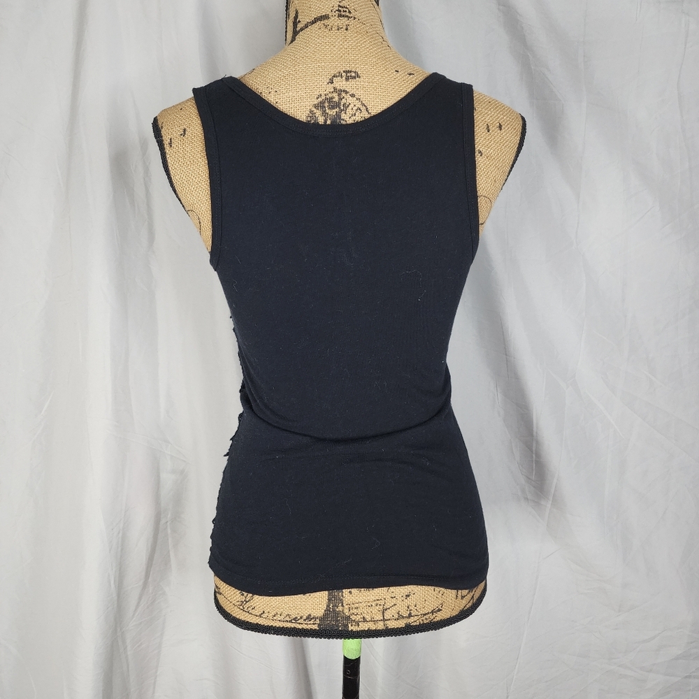 J.CREW Size XXS Black Layered Crochet Front Casual Summer Tank Top 100% Cotton - Picture 5 of 10